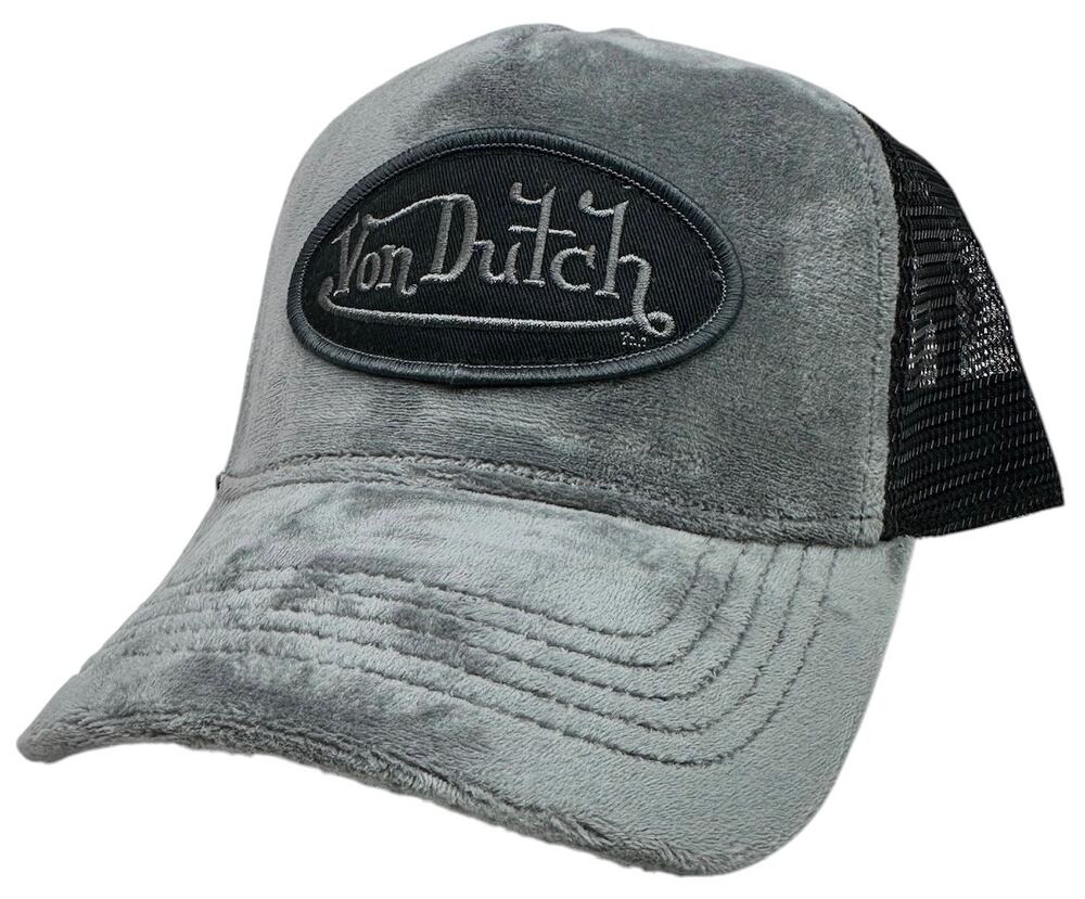 Von Dutch Trucker Hat Velvet Wolf Grey Snapback Cap